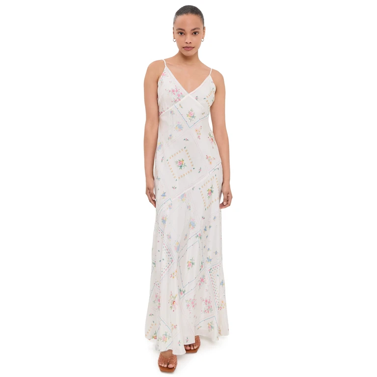 LoveShackFancy Castilla Silk Dress Rainbow Sprinkles M