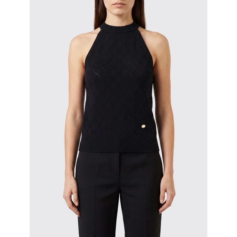 Halter Neck Knitted Top in Pure Merino Wool (HF1AE089KJ990PA)