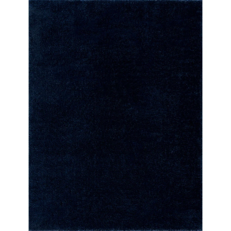 Navero Dark Blue Subtle Wavy Abstract Modern Minimalist Polyester Machine Woven Area Rug - Clearance