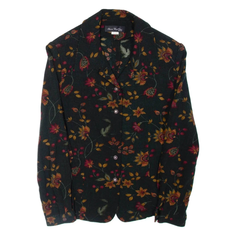 SHWE REU CHEE Womens Blazer Jacket Green Floral S