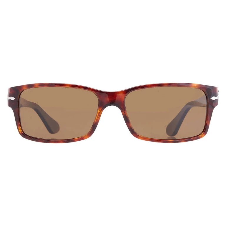 Polarized Brown Rectangular Mens Sunglasses PO2803S 24-57 58