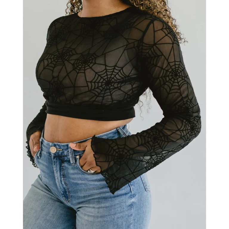 Mesh Spider Web Halftee