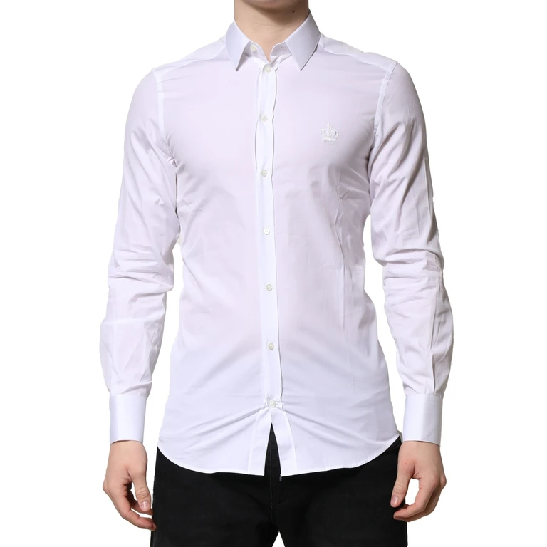 Dolce & Gabbana White Gold Long Sleeves Men Dress Formal Shirt Cotton - Men
