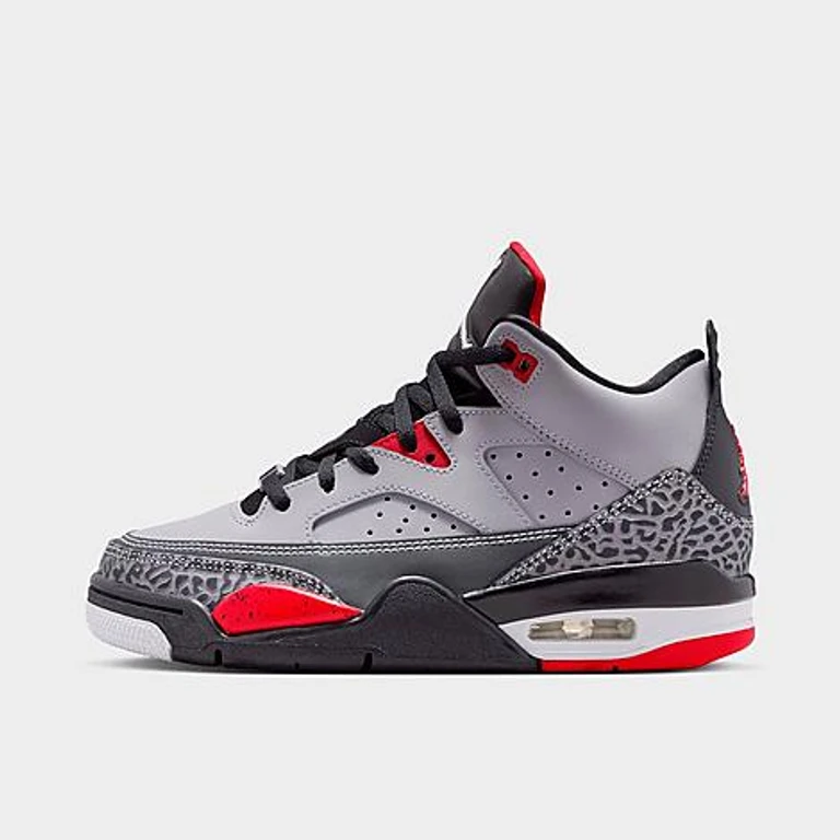 Big Kids Air Son of Mars Low Casual Shoes in Cement Grey/Black/Fire Red Size: 3.5