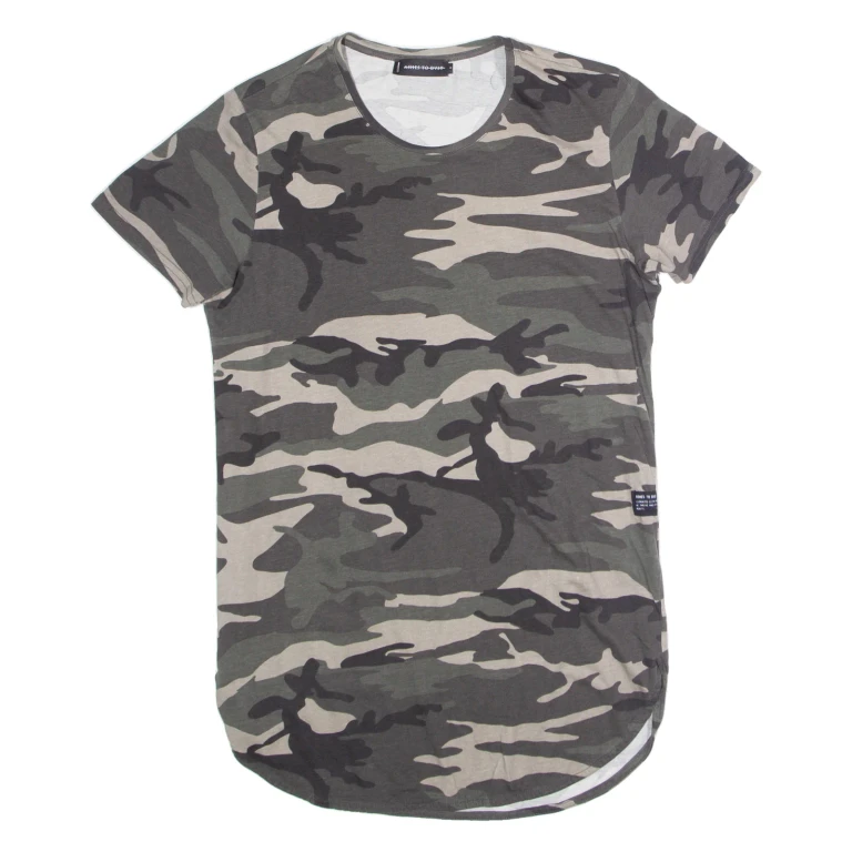 ASHES TO DUST Camouflage Mens T-Shirt Green Crew Neck S
