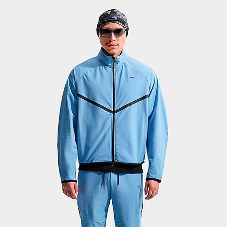 Nike Men's Sportswear Tech Dri-FIT Shori Knit Track Jacket in Work Blue/Black Size: XS