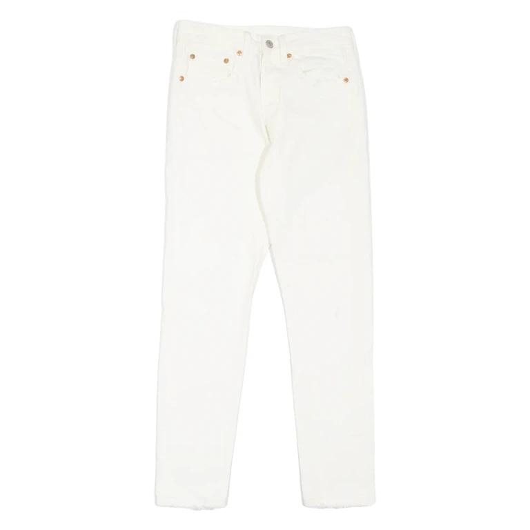 LEVI'S 501S Jeans BIG E Womens Cream Skinny Straight W26 L28
