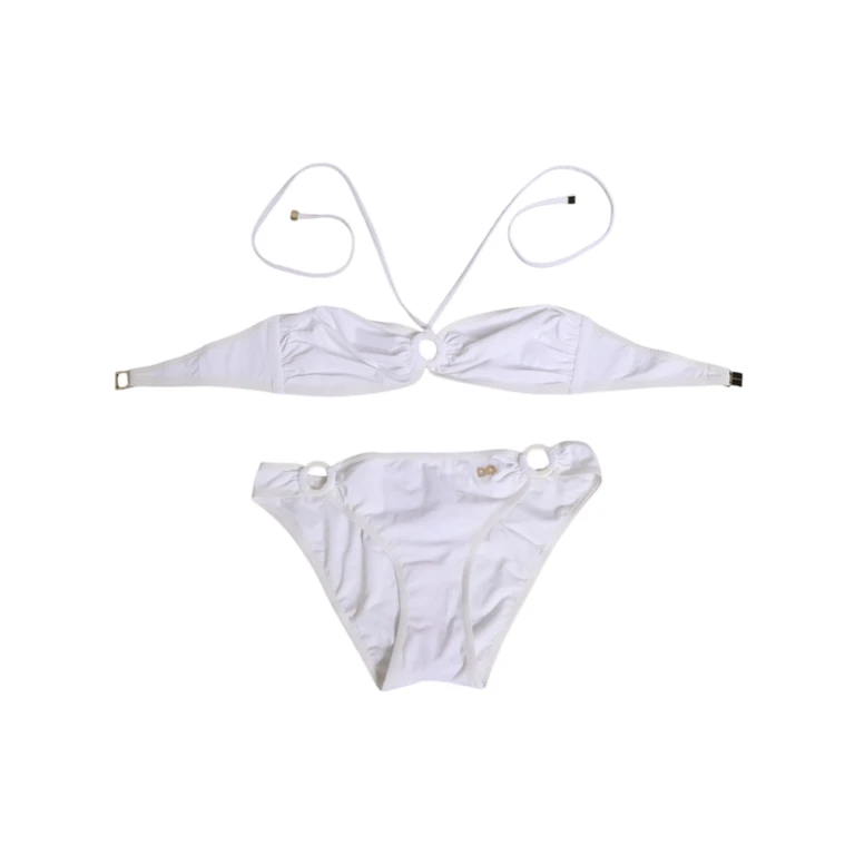 Dolce & Gabbana White Logo Swimsuit 2 Piece Top Bottom Swimwear 25+pa - Women