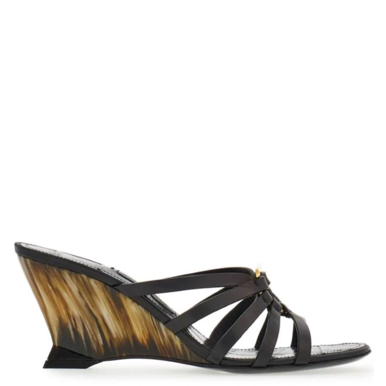 Ferragamo Gancini Wedge Slip-On Sandals