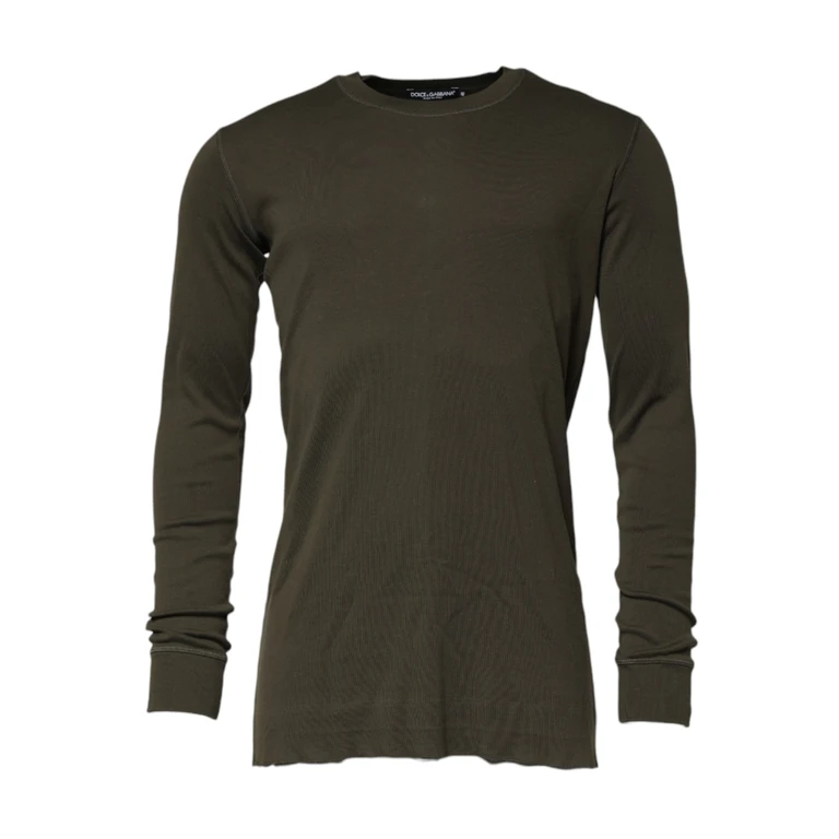 Dolce & Gabbana Dark Green Long Sleeves Crew Neck T-Shirt Cotton - Men
