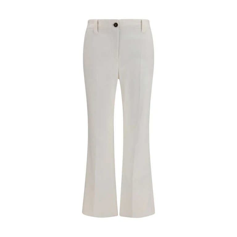 Brunello Cucinelli Pantalon flare en coton blanc