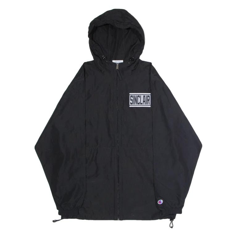 CHAMPION Sinclair Mens Windbreaker Jacket Black USA Hooded M