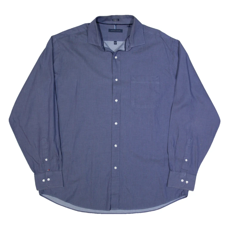 TOMMY HILFIGER Mens Plain Shirt Blue Long Sleeve XL