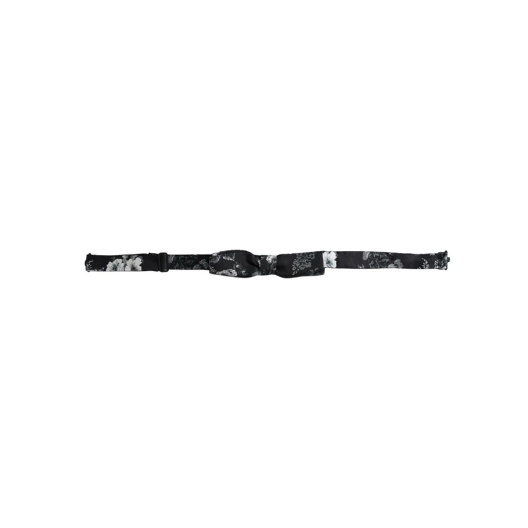 Dolce & Gabbana Black Floral Silk Adjustable Neck Men Bow Tie - Men