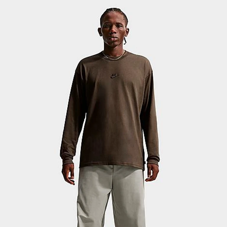 Nike Men's Sportswear Premium Essentials Futura Long-Sleeve T-Shirt in Dark Hazel Size: XS