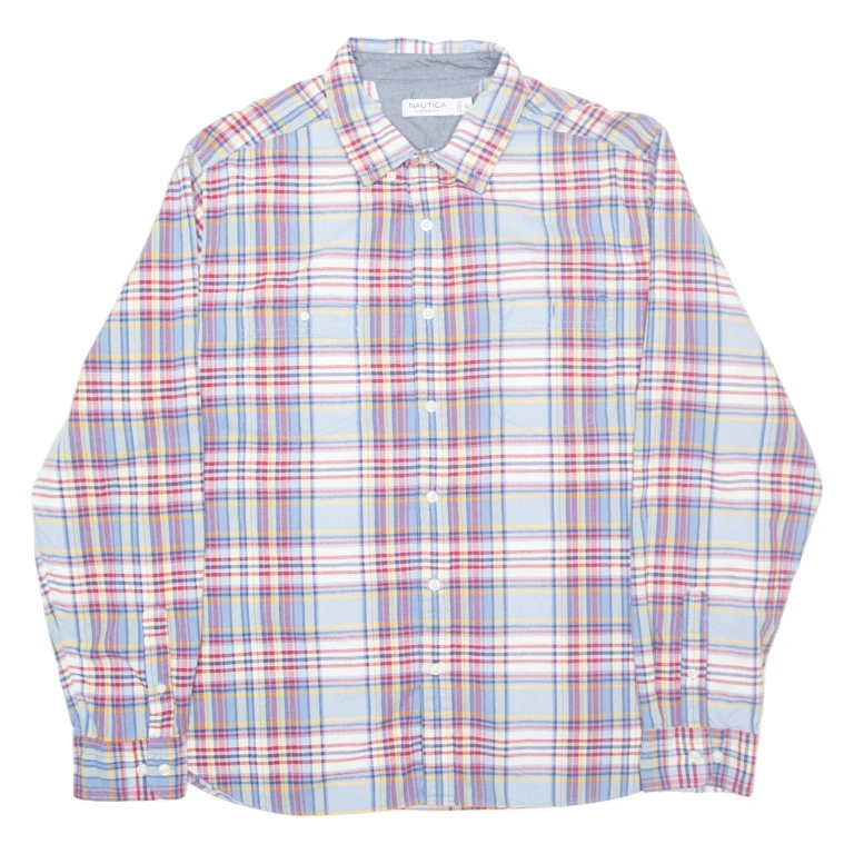 NAUTICA Mens Shirt Blue Check Long Sleeve XL