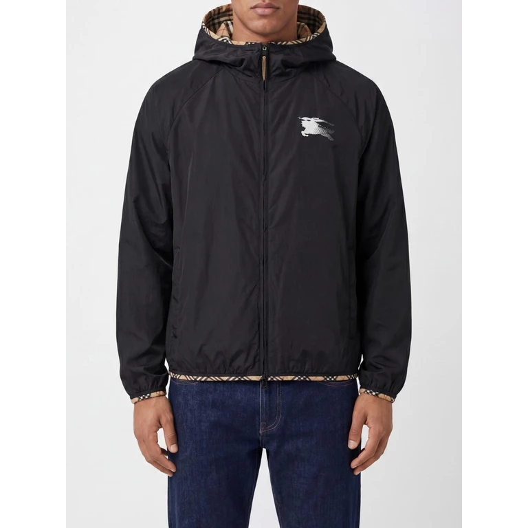Hooded Windbreaker Jacket in Nylon with Contrast EKD Logo (8117078)