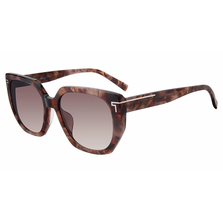 Brown Gradient Geometric Unisex Sunglasses STU515 0ROG 56
