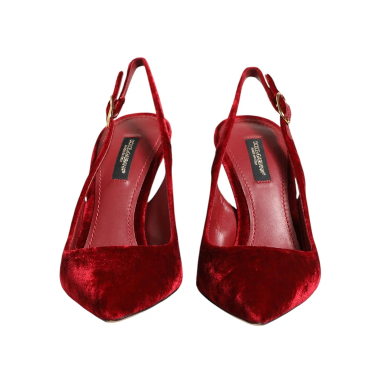 Dolce & Gabbana Red Suede High Heels Slingbacks Sandals Shoes Se+vi - Women