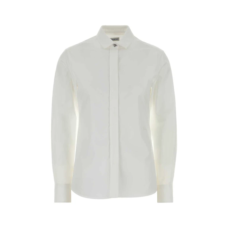 Burberry White Poplin Shirt Opticwhite Exterior: Cotton Camicie - Women