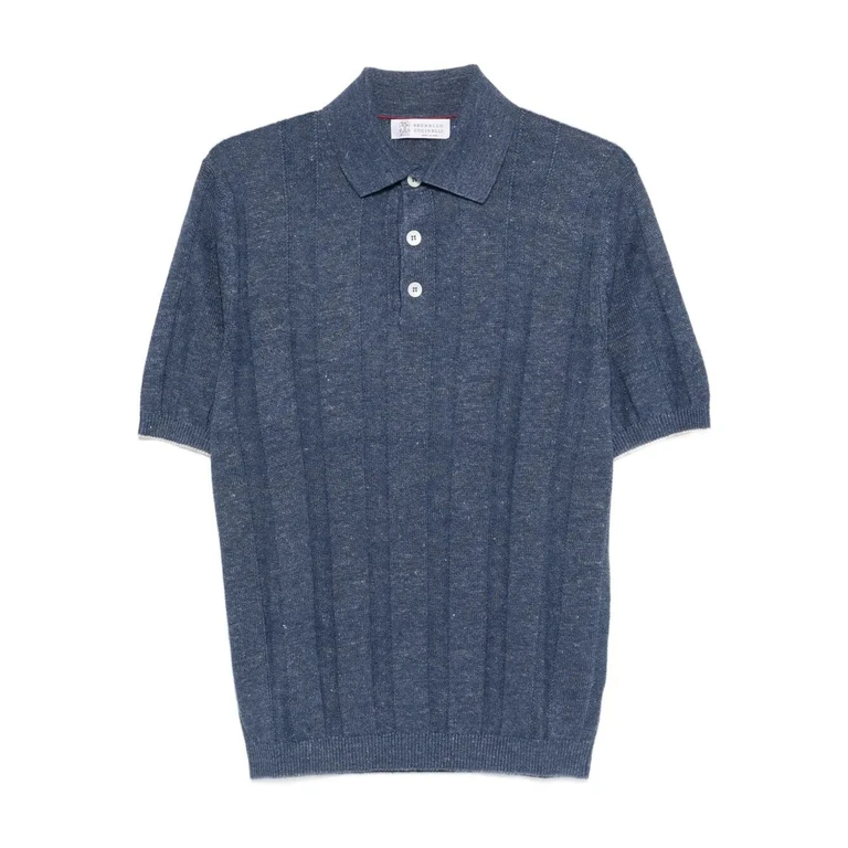 Brunello Cucinelli Linen And Cotton Wide Rib Knit Polo