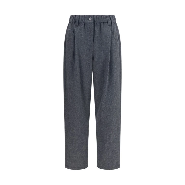 Brunello Cucinelli Gray Wool Oves Aries Casual Pants - Women
