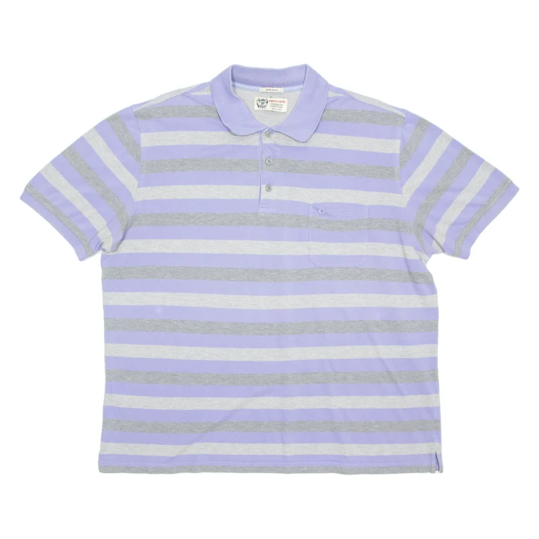 PIERRE CARDIN Mens Polo Shirt Purple Striped XL