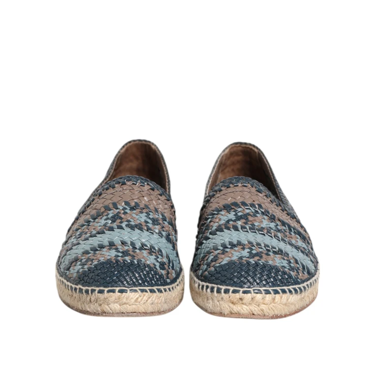 Dolce & Gabbana Blue Gray Woven Leather Buffalo Espadrille Shoes - Men