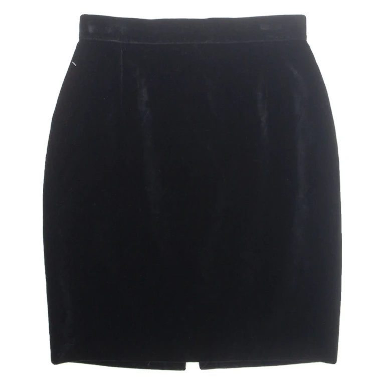 Womens Pencil Skirt Black Knee Length Velvet S