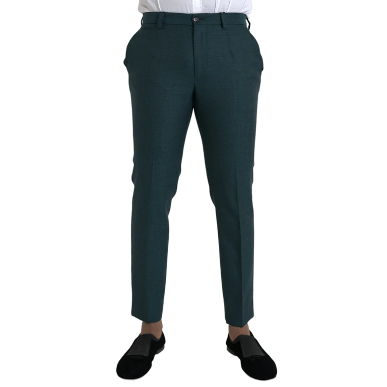 Dolce & Gabbana Green Wool Skinny Slim Dress Pants Dark Virgin - Men