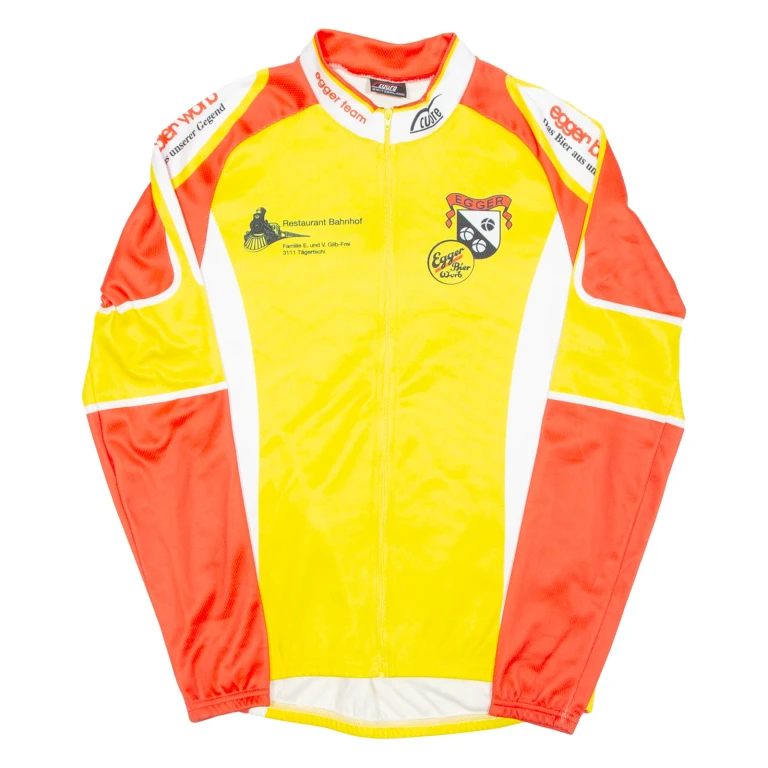 Cycling Mens Jersey Yellow Long Sleeve 1/2 Zip M