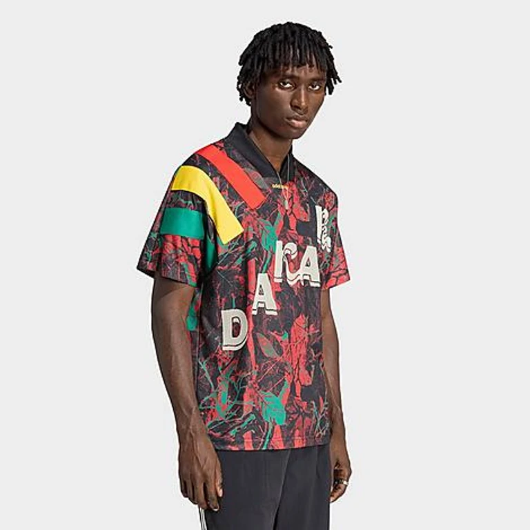 adidas Men's Originals Senegal Graphic Soccer Jersey in Bold Green/Eqt Yellow/Red Size: XS