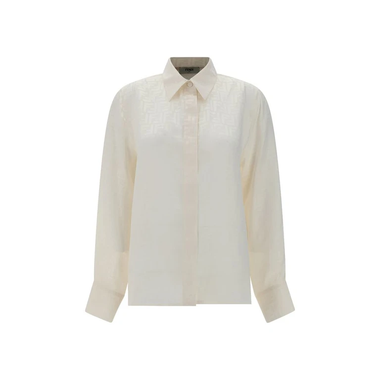 Fendi White Silk Pattern Shirt - Women