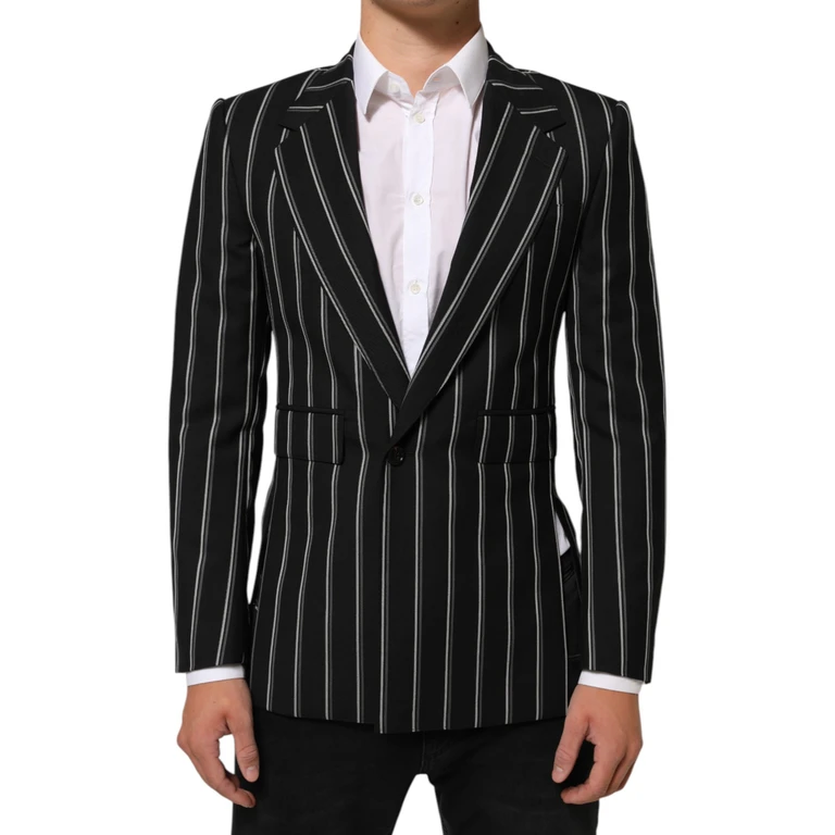 Black Stripes Sicilia 1 Button Suit Blazer - Men