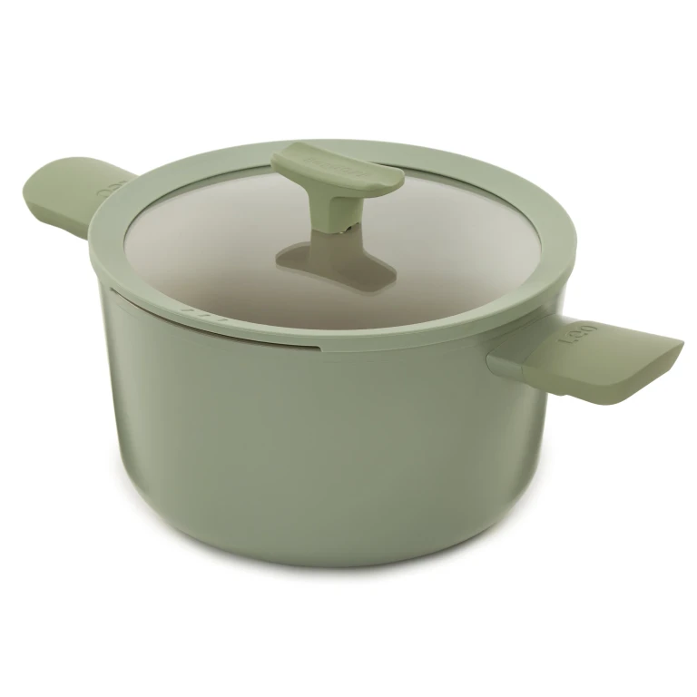 Balance Nonstick Ceramic Stockpot 10", 4.6qt. With Glass Lid, Recycled Aluminum, Sage