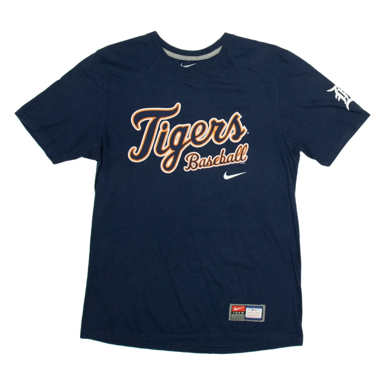 NIKE Tigers Baseball Mens T-Shirt Blue USA M
