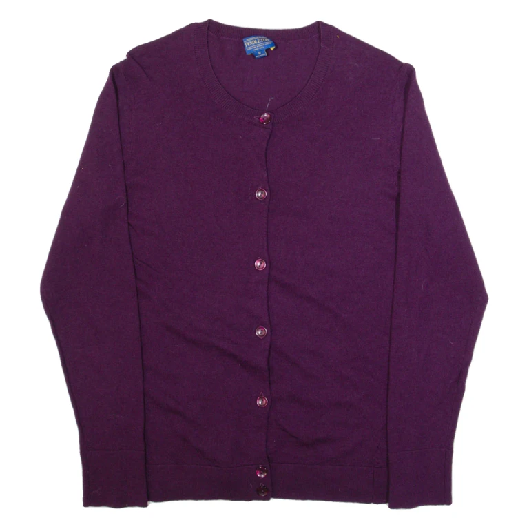 PENDLETON Womens Cardigan Purple Tight Knit Wool M