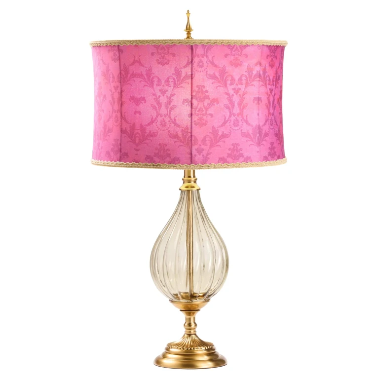 Colorful Glass and Warm Red Printing of the Shade Table Lamp