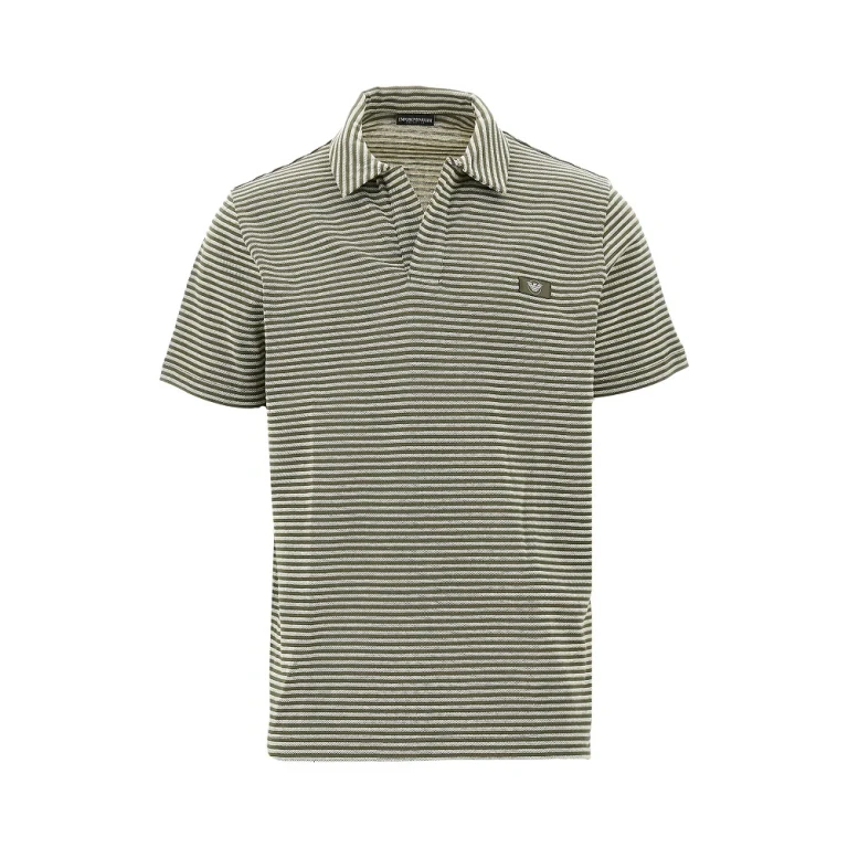 Emporio Armani Gestreiftes Baumwoll-Schwimm-Poloshirt für Herren Gr. M