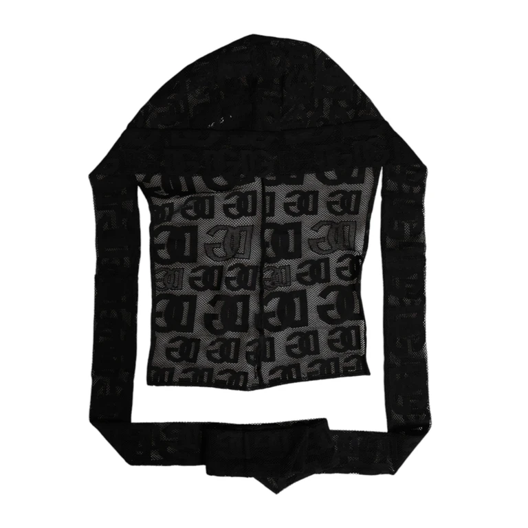 Dolce & Gabbana Black Logo Mesh Whole Head Wrap Hat Cotton Nylon Elastane - Women