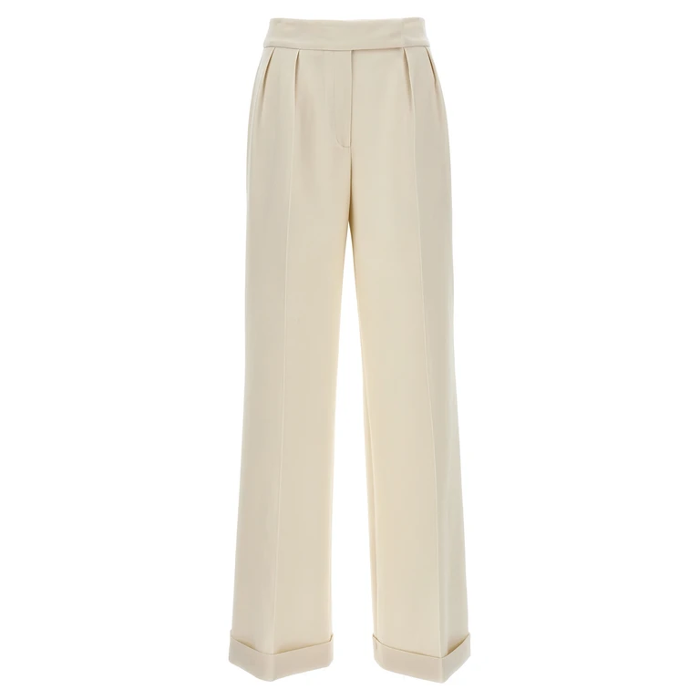 White Virgin Wool Casual Pants - Women