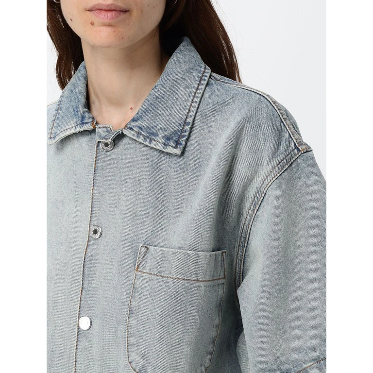 MSGM Relaxed Fit Short-Sleeved Cotton Denim Bowling Shirt (4040ME230L26708682)