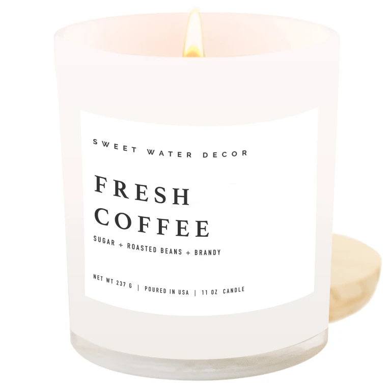 Fresh Coffee Soy Candle - White Jar - 11 oz