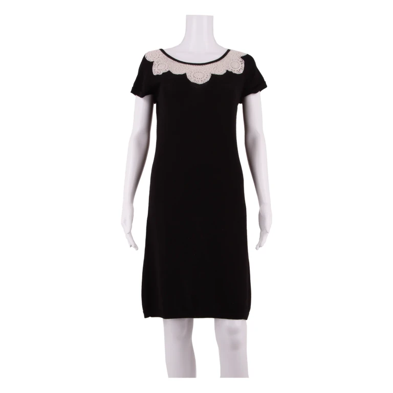 MONSOON Womens Shift Dress Black Short Sleeve Knee Length UK 10