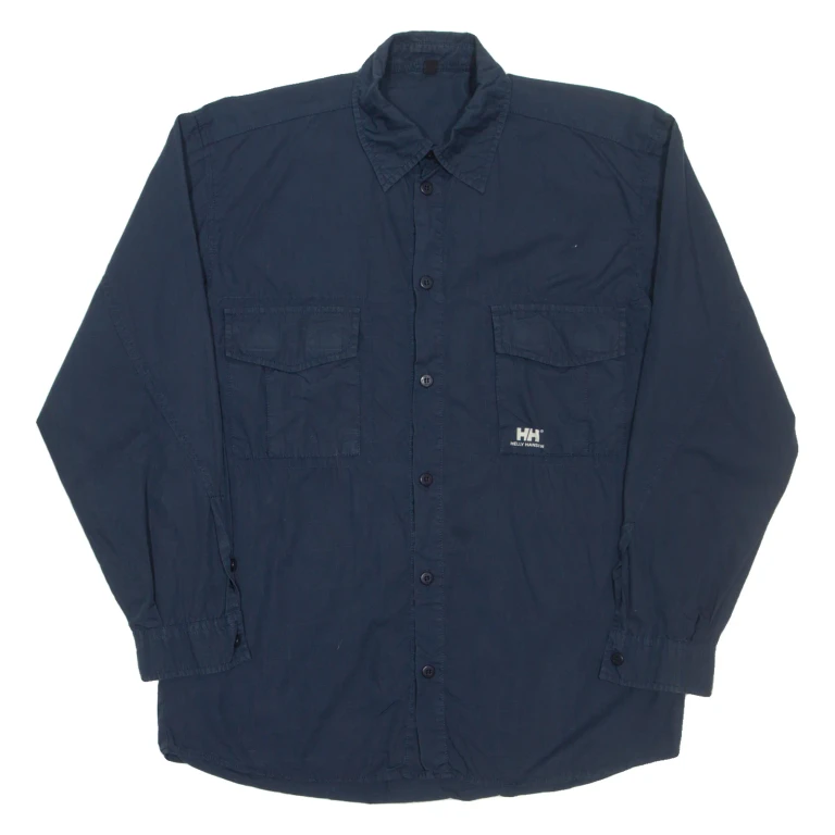 HELLY HANSEN Mens Plain Shirt Blue Long Sleeve M