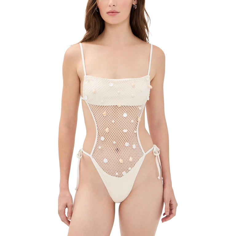 LSPACE Catching Up One-Piece Swimsuit Cream M