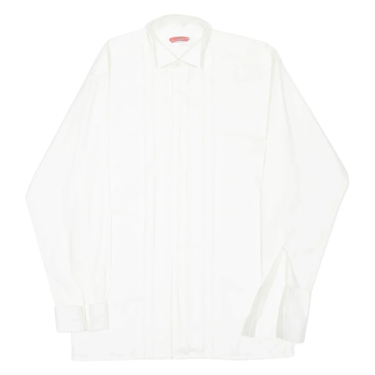 MARC THOMBARD Mens Plain Shirt Cream Long Sleeve L