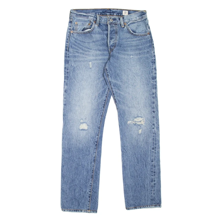 LEVI'S 501 Jeans Distressed Womens Blue Regular Straight Stone Wash W27 L29