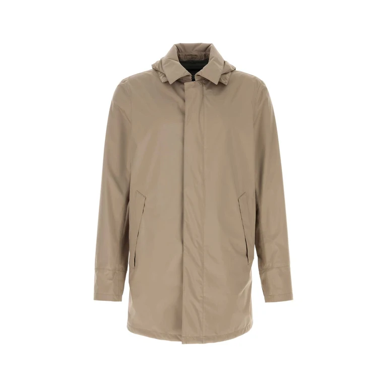 Cappuccino Polyester Jacket Tortora Exterior: Cappotti - Men