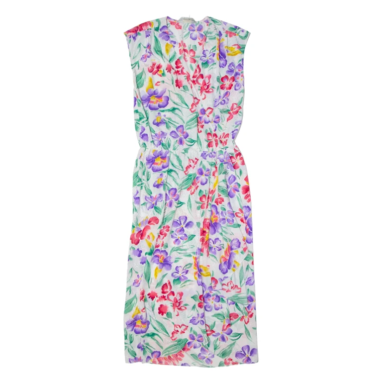 PUCCINI Womens Wrap Dress White Floral Sleeveless Long UK 8